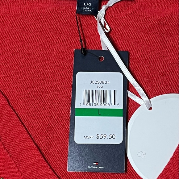 NWT, Tommy Hilfiger Red, long sleeved tops. Size L - Picture 2 of 3